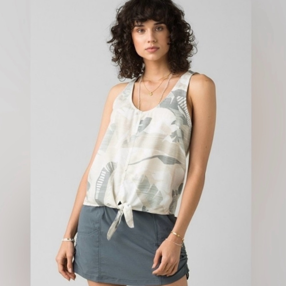 PrAna NWT McKenzie Neutral Tie Front Tank Top Bone Paloma Size Medium